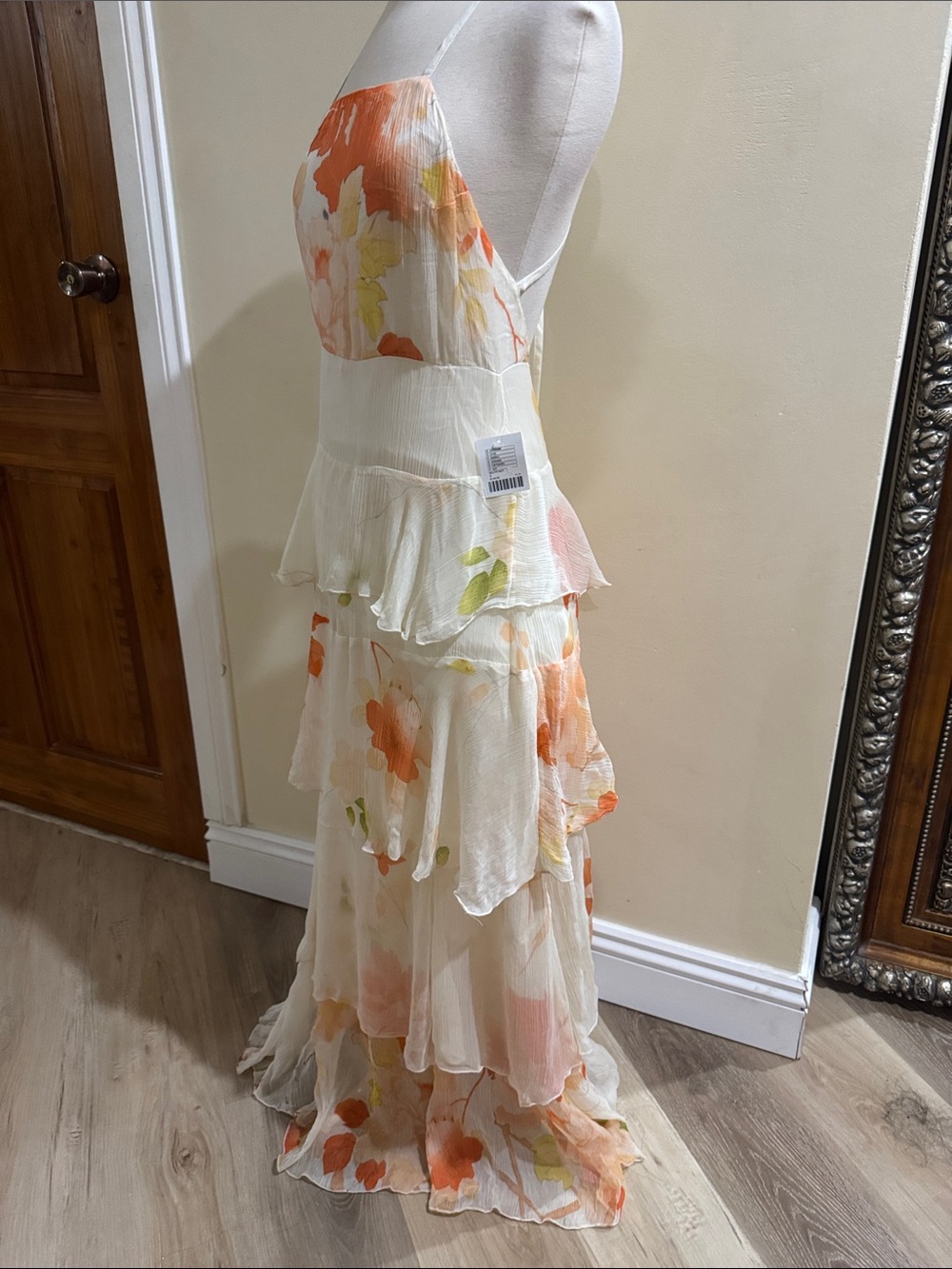 Urban Outfitters Cream Maxi Dress with Orange & Yellow Floral Print - Picture 4 of 6